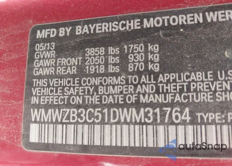 2013 Mini Countryman Cooper from USA, damaged, VIN WMWZB3C51DWM31764